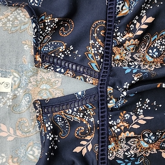 PerSeption Concept Women's Navy Paisley Sleeveless Dres Elastic Waist Sz Medium - Picture 12 of 14